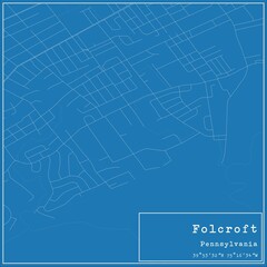 Blueprint US city map of Folcroft, Pennsylvania.