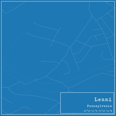 Blueprint US city map of Lenni, Pennsylvania.