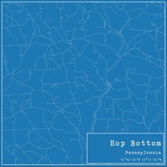 Blueprint US city map of Hop Bottom, Pennsylvania.