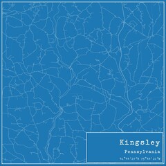 Blueprint US city map of Kingsley, Pennsylvania.