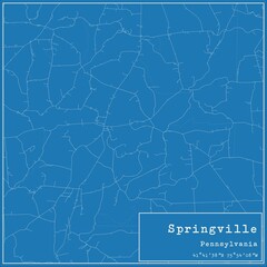 Blueprint US city map of Springville, Pennsylvania.