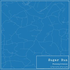 Blueprint US city map of Sugar Run, Pennsylvania.