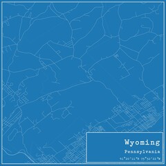 Blueprint US city map of Wyoming, Pennsylvania.