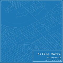Blueprint US city map of Wilkes Barre, Pennsylvania. © Rezona