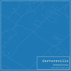 Blueprint US city map of Carversville, Pennsylvania.