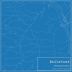 Obraz premium Blueprint US city map of Hallstead, Pennsylvania.