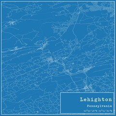 Blueprint US city map of Lehighton, Pennsylvania.