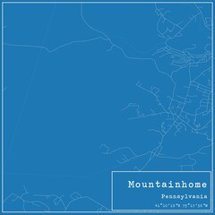 Blueprint US city map of Mountainhome, Pennsylvania.
