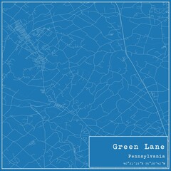 Blueprint US city map of Green Lane, Pennsylvania.