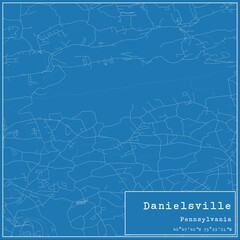 Blueprint US city map of Danielsville, Pennsylvania.