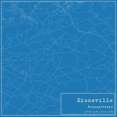 Blueprint US city map of Zionsville, Pennsylvania.