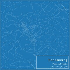Blueprint US city map of Pennsburg, Pennsylvania.