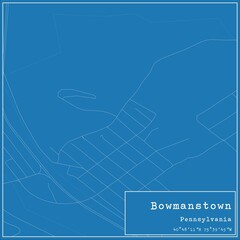Blueprint US city map of Bowmanstown, Pennsylvania.