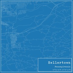 Blueprint US city map of Hellertown, Pennsylvania.