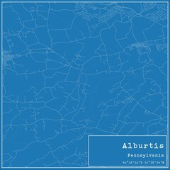 Blueprint US city map of Alburtis, Pennsylvania.