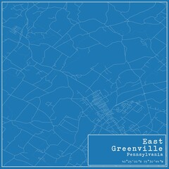 Blueprint US city map of East Greenville, Pennsylvania.