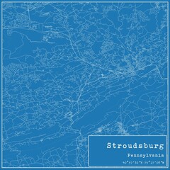 Blueprint US city map of Stroudsburg, Pennsylvania.