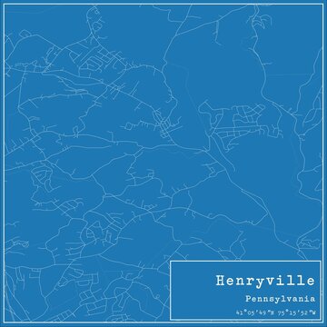 Blueprint US city map of Henryville, Pennsylvania.