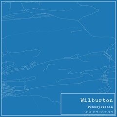 Fototapeta premium Blueprint US city map of Wilburton, Pennsylvania.