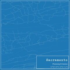 Blueprint US city map of Sacramento, Pennsylvania.