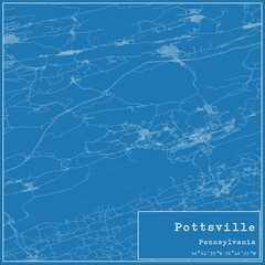 Blueprint US city map of Pottsville, Pennsylvania.