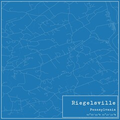 Blueprint US city map of Riegelsville, Pennsylvania.