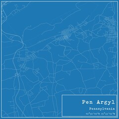 Blueprint US city map of Pen Argyl, Pennsylvania.