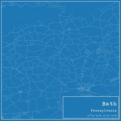 Blueprint US city map of Bath, Pennsylvania.