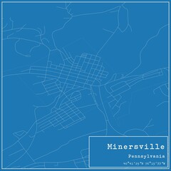 Blueprint US city map of Minersville, Pennsylvania.