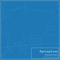 Blueprint US city map of Springtown, Pennsylvania.