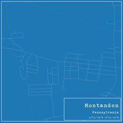 Blueprint US city map of Montandon, Pennsylvania.