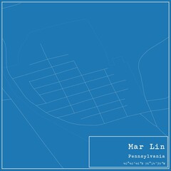 Blueprint US city map of Mar Lin, Pennsylvania.