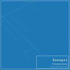 Blueprint US city map of Swengel, Pennsylvania.