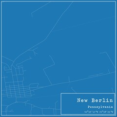 Blueprint US city map of New Berlin, Pennsylvania.