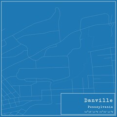 Blueprint US city map of Danville, Pennsylvania.