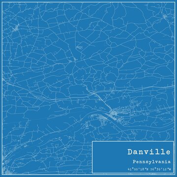 Blueprint US City Map Of Danville, Pennsylvania.