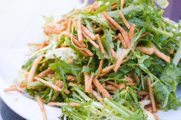 Chinese food, Fresh green leaves of endive frisée chicory salad
