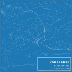 Blueprint US city map of Duncannon, Pennsylvania.