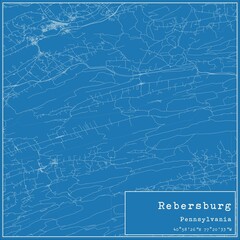 Blueprint US city map of Rebersburg, Pennsylvania.