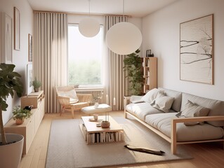 Fototapeta premium An detailed interior design idea for a modern new living room including texture and color samples high end wallpaper magazine
