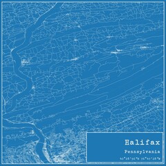 Blueprint US city map of Halifax, Pennsylvania.