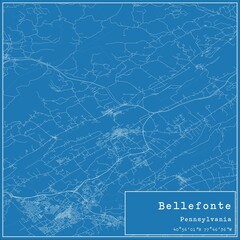 Blueprint US city map of Bellefonte, Pennsylvania.