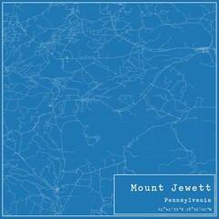 Blueprint US city map of Mount Jewett, Pennsylvania.