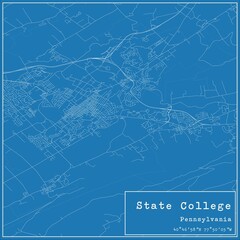 Blueprint US city map of State College, Pennsylvania.