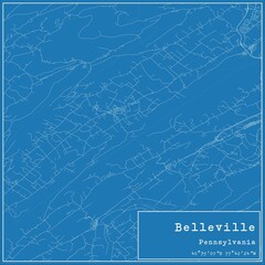 Blueprint US city map of Belleville, Pennsylvania.