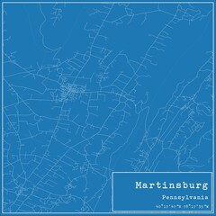Blueprint US city map of Martinsburg, Pennsylvania.