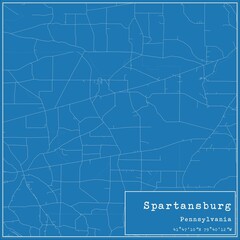 Blueprint US city map of Spartansburg, Pennsylvania.