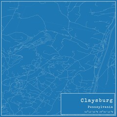 Blueprint US city map of Claysburg, Pennsylvania.