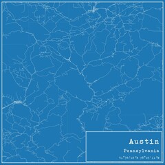 Blueprint US city map of Austin, Pennsylvania.