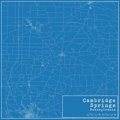 Blueprint US city map of Cambridge Springs, Pennsylvania.